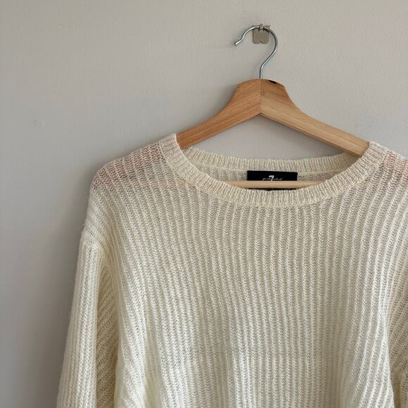 7 For All Mankind Soft Knit Cropped Sweater Cream S - Picture 3 of 6